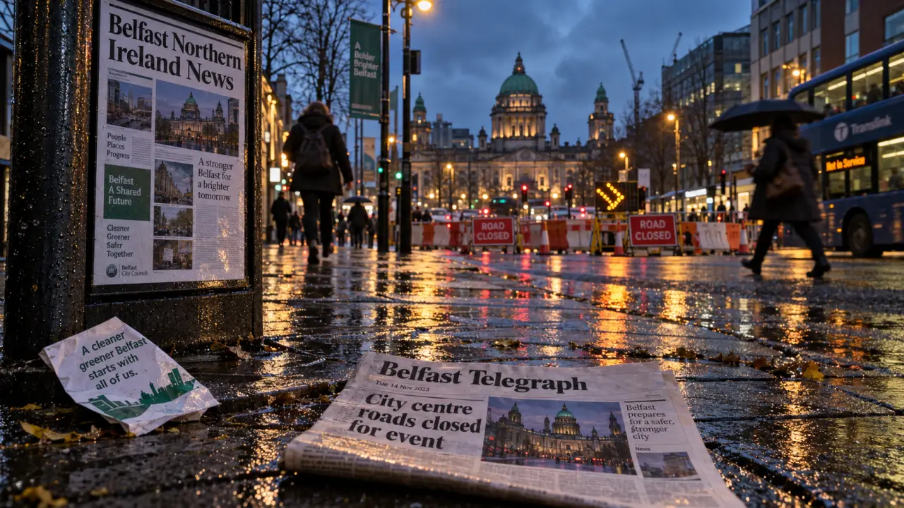 belfast northern ireland news scene in Belfast at dusk