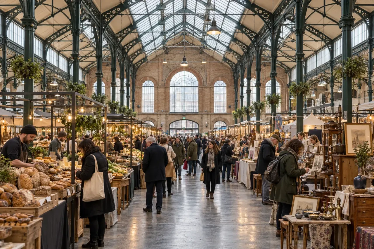 St George's Market Belfast covered Victorian market hall with food and craft stalls